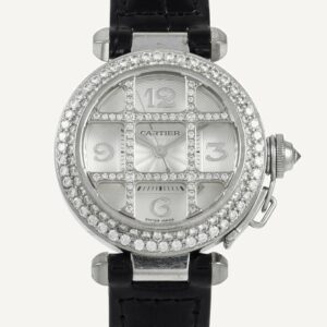 Cartier Pasha Grill Diamond Ladies - 2400 - 32 mm - Aur alb
