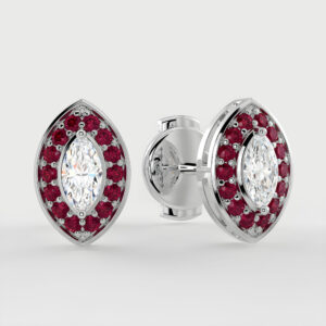 Cercei din Platina cu Rubine si Diamante naturale de 0.39ct – IOMICO × GS777