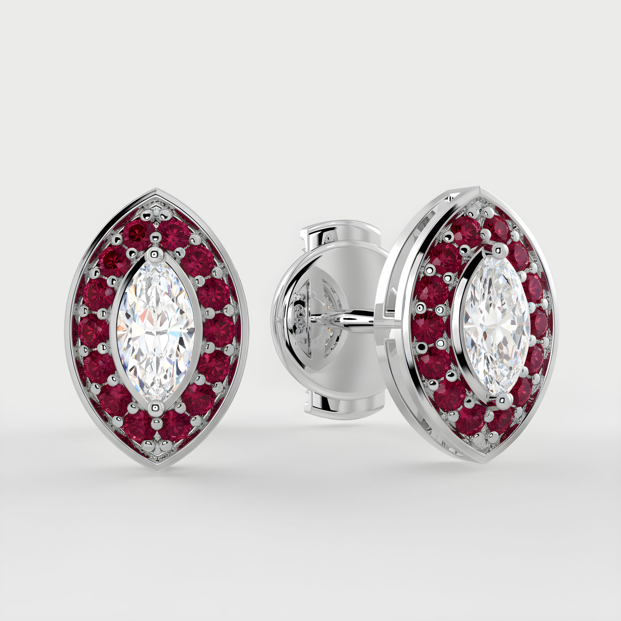 Cercei din Platina cu Rubine si Diamante naturale de 0.39ct – IOMICO × GS777