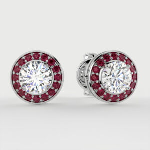Cercei din Platina cu Rubine si Diamante naturale de 1.10ct – IOMICO × GS777
