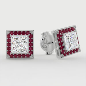 Cercei din Platina cu Rubine si Diamante naturale de 1.50ct – IOMICO × GS777