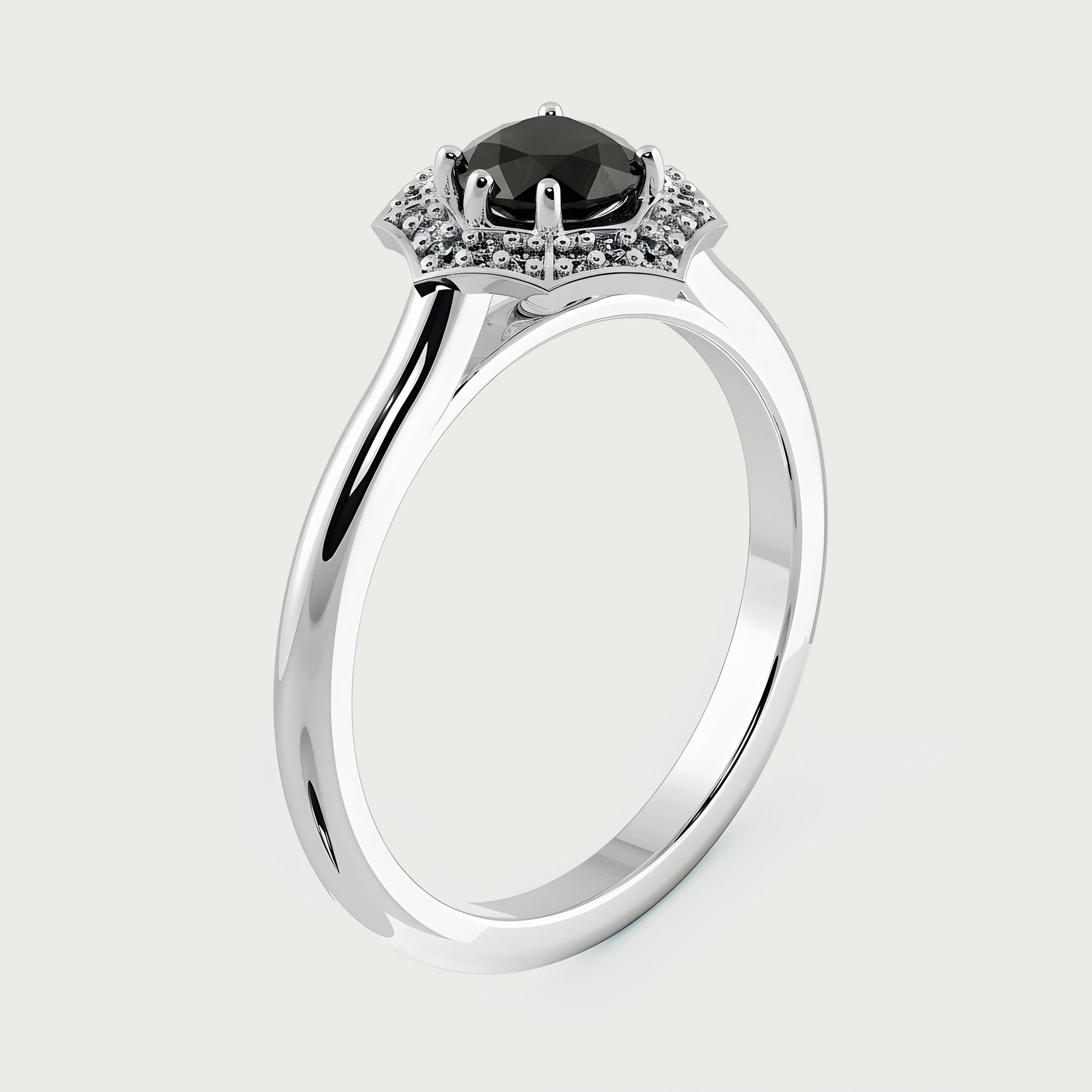 Inel de logodna din Platina cu Diamant Negru 0.50ct – IOMICO × GS777