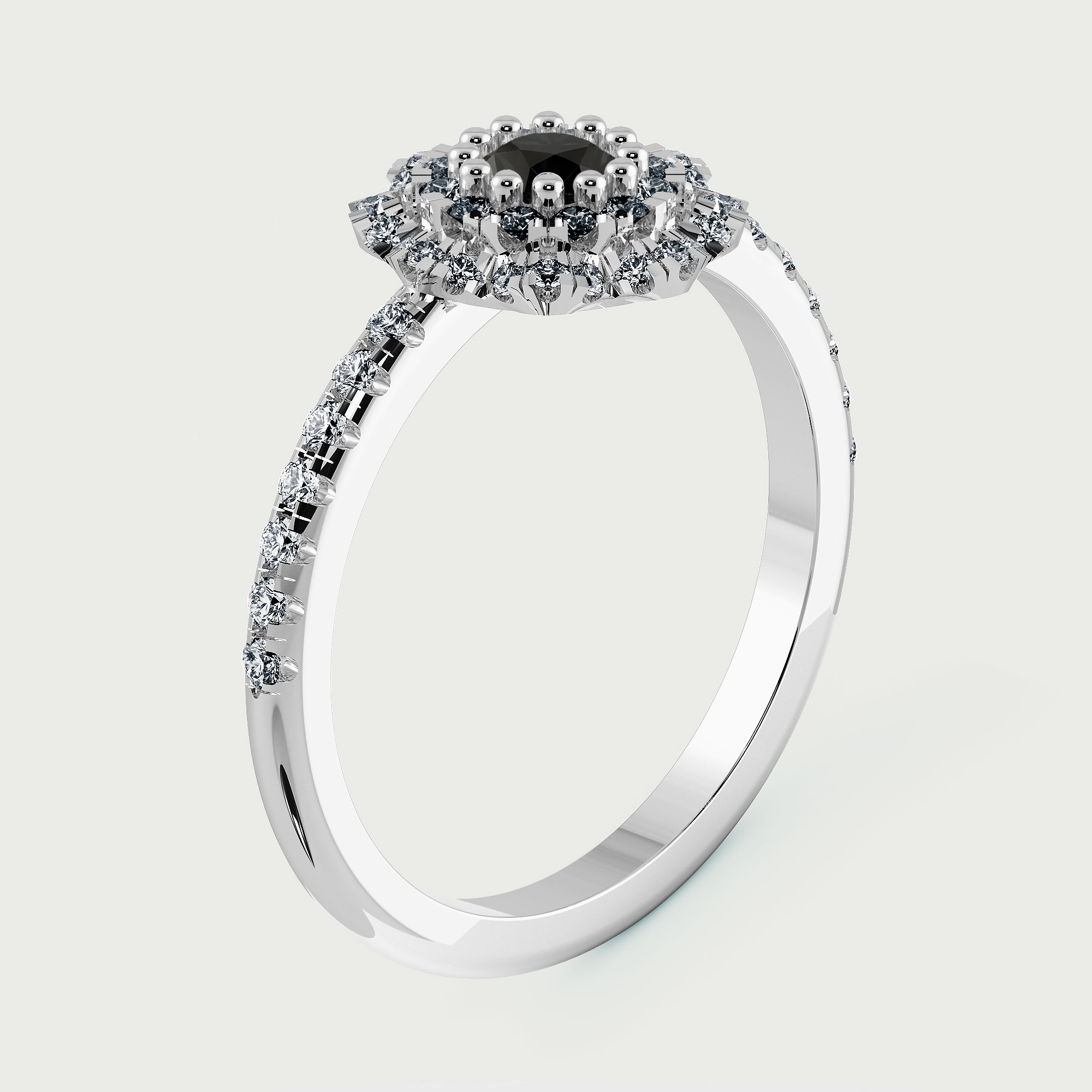 Inel de logodna din Platina cu Diamant Negru 0.50ct – IOMICO × GS777