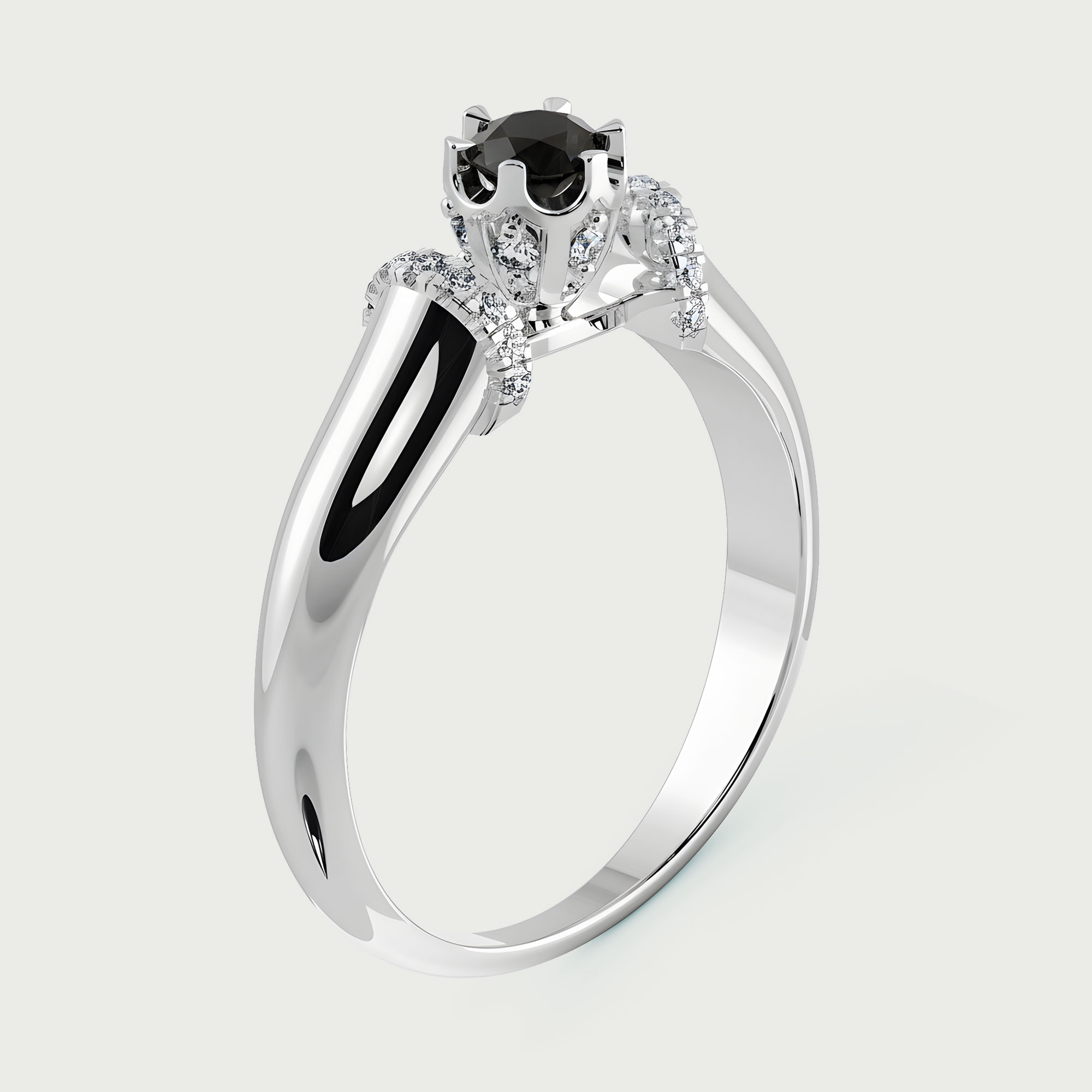 Inel de logodna din Platina cu Diamant Negru 0.50ct – IOMICO × GS777