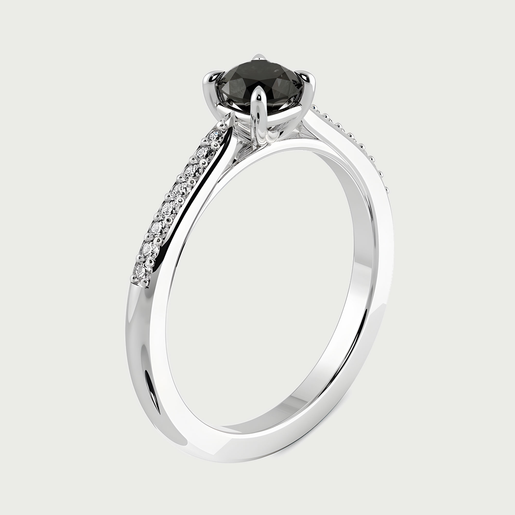 Inel de logodna din Platina cu Diamant Negru 0.50ct – IOMICO × GS777