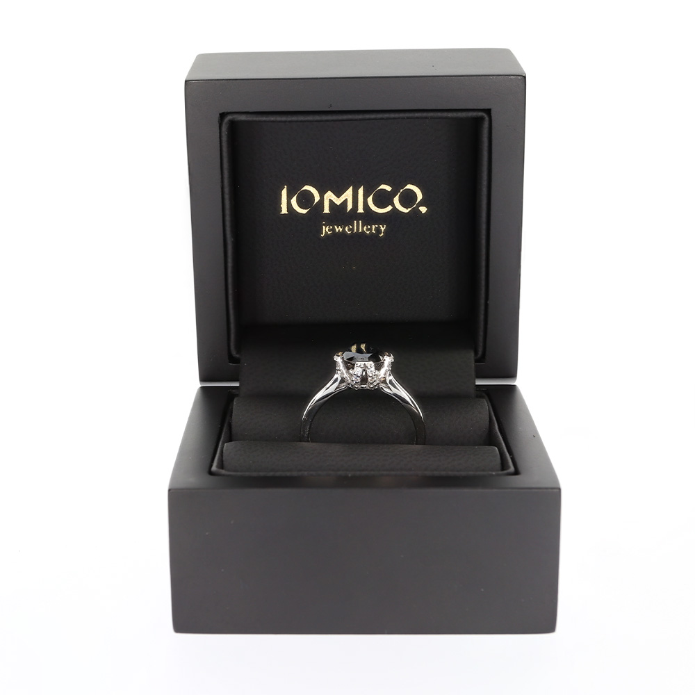 Inel din Platina cu Diamant negru de 1.36ct si briliante naturale de 0.28ct – IOMICO × GS777